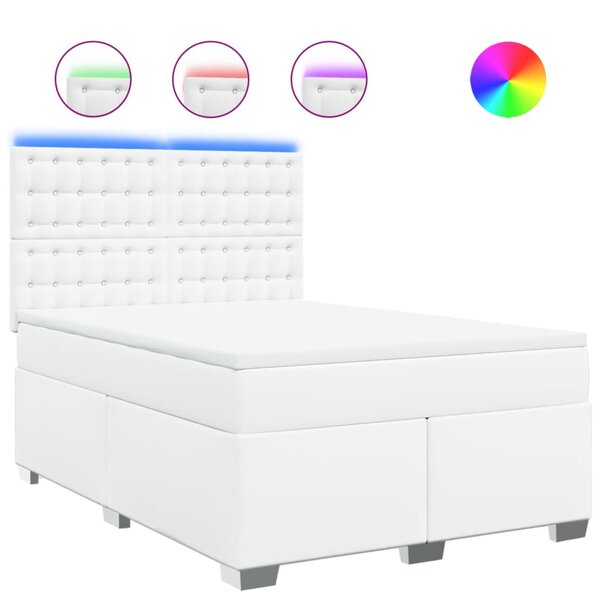 vidaXL Sommier à lattes de lit avec matelas Blanc 140x200cm Similicuir