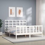 vidaXL Cadre de lit avec tête de lit blanc 160x200 cm bois massif