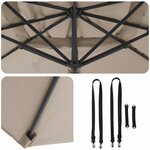 vidaXL Parasol Roma Taupe 286 x 285 x 265 cm Polyester  Aluminium