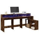 vidaXL Bureau et lumières LED chêne fumé 200x104x91cm bois ingénierie