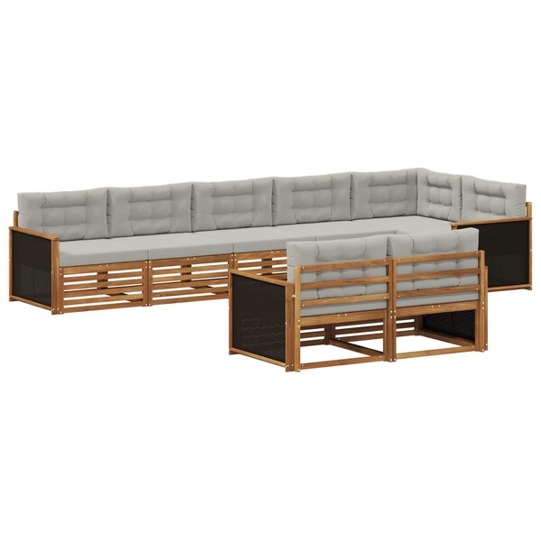vidaXL Ensemble de canapés d'extérieur 8 pc Naturel et gris clair