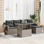 vidaXL Salon de jardin 6 Pièces avec coussins gris résine tressée