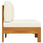 vidaXL Canapés centraux 2 Pièces avec coussins blanc crème Acacia solide