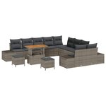 vidaXL Ensemble de canapé de jardin 13 Pièces Gris Poly rotin