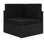 vidaXL Salon de jardin 11 Pièces avec coussins Noir Résine tressée