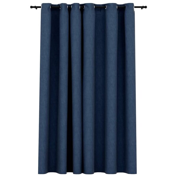 vidaXL Rideau occultant Aspect de lin avec œillets Bleu 290x245 cm