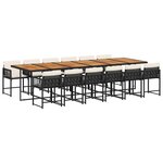 vidaXL Ensemble à manger de jardin 13 Pièces coussins noir résine tressée