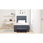 vidaXL Lit à ressorts avec matelas et banc gris foncé 120x190 cm en velours