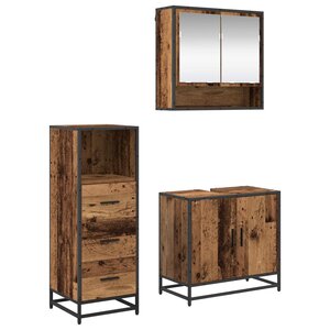 vidaXL Ensemble de mobilier de salle de bain 3 Pièces Bois Ancien