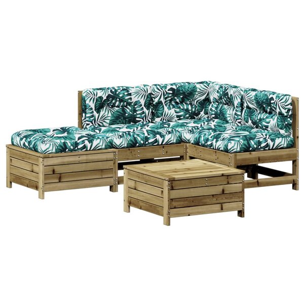 vidaXL Salon de jardin 5 Pièces avec coussins bois de pin imprégné