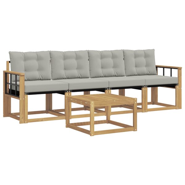 vidaXL Ensemble de canapés d'extérieur 5 pc Blanc et gris clair