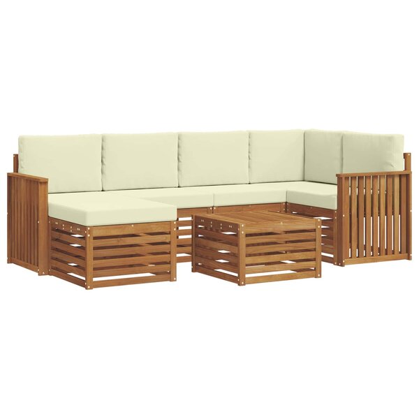 vidaXL Ensemble de canapés d'extérieur 7 pc Naturel et Crème Polyester
