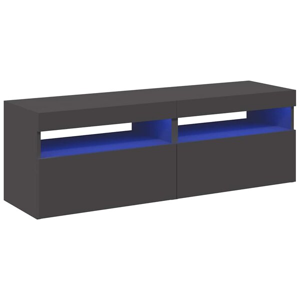 vidaXL Meubles TV avec lumières LED 2 Pièces gris 60x35x40 cm