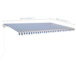 vidaXL Auvent manuel rétractable avec poteaux 5x3 m Bleu et blanc