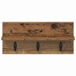vidaXL Porte-manteau mural avec étagère Bois ancien 40 x 10.5 x 18 cm