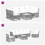 vidaXL Ensemble de canapé de jardin 7 Pièces Gris polyrotin