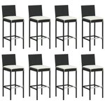 vidaXL Ensemble de bar de jardin 9 Pièces avec coussins noir poly rotin