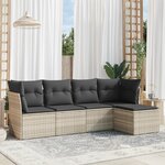 vidaXL Salon de jardin 5 Pièces avec coussins gris clair résine tressée
