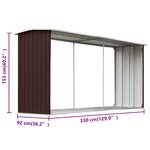 vidaXL Abri de stockage de bois Acier galvanisé 330x92x153 cm Marron