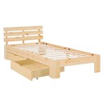 Lit simple 90x200 avec tiroir naturel