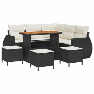 vidaXL Ensemble de canapé de jardin avec coussin 9 Pièces Noir et crème