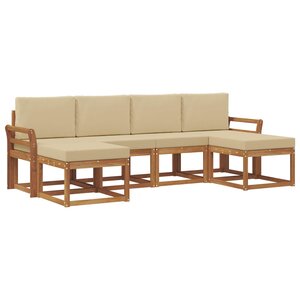vidaXL Ensemble de canapés d'extérieur 6 pc Naturel et Beige