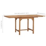 vidaXL Table extensible de jardin (110-160)x80x75 cm Teck solide