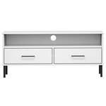 vidaXL Meuble TV avec pieds en métal Blanc Bois de pin massif OSLO