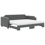 vidaXL Lit de jour avec gigogne et matelas gris foncé 90x200 cm tissu