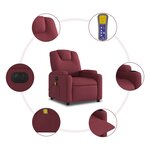 vidaXL Fauteuil de massage inclinable électrique Rouge bordeaux Tissu