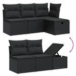 vidaXL Salon de jardin 5 Pièces avec coussins noir résine tressée