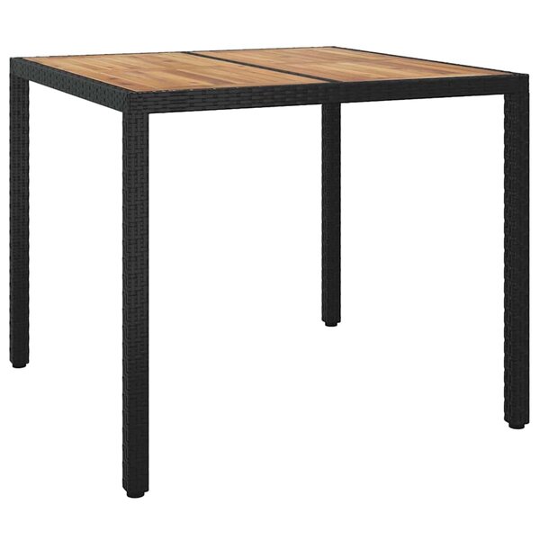 vidaXL Table de jardin pour repas Noir 90 x 90 x 75 cm Poly rotin