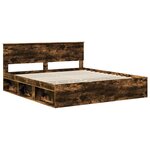 vidaXL Cadre de lit Chêne fumé 180 x 200 cm Bois d'ingénierie