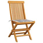 vidaXL Chaises de jardin 2 Pièces avec coussins à carreaux gris Teck