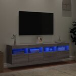 vidaXL Meubles TV muraux et lumières LED 2Pièces sonoma gris 80x30x40 cm