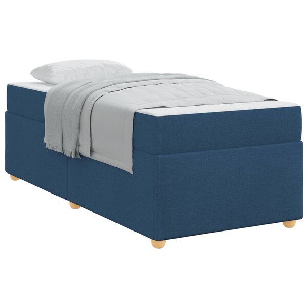 vidaXL Cadre de lit avec matelas Bleu 90 x 190 cm tissu