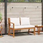 vidaXL Banc de jardin 114 5 cm avec coussin crème Bois solide d'acacia