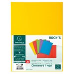 Paquet De 50 Chemises 1 Rabat Rock''s 210 - 24x32cm - Jaune Citron - X 5 - Exacompta