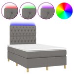 vidaXL Sommier à lattes de lit matelas LED gris foncé 120x190 cm tissu