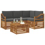 vidaXL Ensemble de canapés d'extérieur 5 Pièces Naturel et Anthracite