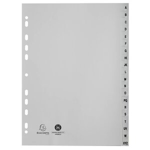 Intercalaires Imprimés Alphabétiques Pp Recyclé - Az 20 Positions - A4 - Gris - Exacompta