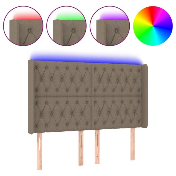 vidaXL Tête de lit à LED Taupe 147x16x118/128 cm Tissu