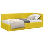 vidaXL Cadre de lit d'angle Jaune 90 x 190 cm Velours