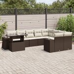 vidaXL Salon de jardin 10 Pièces avec coussins marron résine tressée