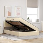 vidaXL Lit de rangement LED avec matelas Crème 140 x 190 cm Tissu