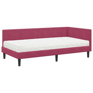 vidaXL Cadre de lit d'angle Rouge bordeaux 100 x 200 cm Velours