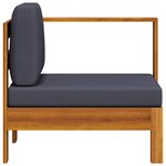 vidaXL Canapé central avec 1 accoudoir Gris foncé Acacia solide