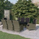 vidaXL Ensemble à manger de jardin 9 Pièces Marron