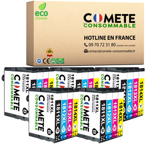 COMETE 18XL lot de 20 Cartouche Compatible Epson,Entreprise française