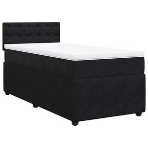 vidaXL Sommier à lattes de lit avec matelas Noir 100x200 cm Velours